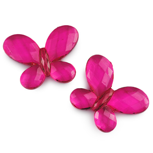 Koraliki motylki / akrylowe / różowe / 30mm / 3szt-1256