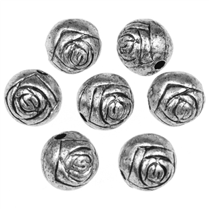 Koraliki róże różyczki kwiatki / akrylowe / srebrne / 7mm / 20szt-7139