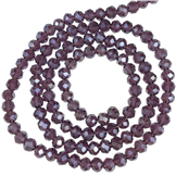 Koraliki rondelle fasetowane / szklane / fioletowy opalizujący / 4x3mm / 1 sznur