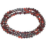 Koraliki rondelle fasetowane / szklane / czerwony platyna / 4x3mm / 1 sznur