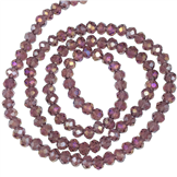 Koraliki rondelle fasetowane / szklane / j.fioletowy opalizujący / 4x3mm / 1 sznur