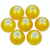 Koraliki powlekane pudrowe / szklane / żółte / 8mm / 20szt