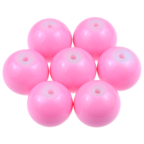 Koraliki kule powlekane / szklane / j.różowe, pearlpink / 10mm / 10szt-6509
