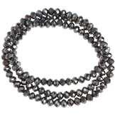Koraliki rondelle fasetowane / szklane / szary platynowy / 4x3mm / 1 sznur