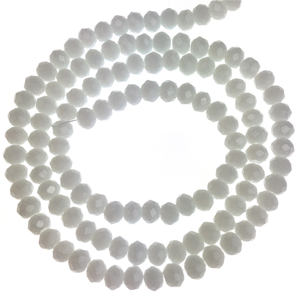 Koraliki rondelle fasetowane / szklane / biały / 4x3mm / 1 sznur-11834