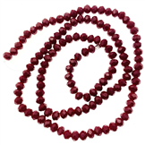 Koraliki rondelle fasetowane / szklane / bordowe / 4x3mm / 1 sznur