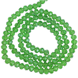 Koraliki rondelle fasetowane / szklane / j.zielony opalizujący / 4x3mm / 1 sznur