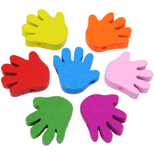 MIX koraliki łapki ręce rączki / drewniane / multikolor / 18x19x5mm / 4szt-9247