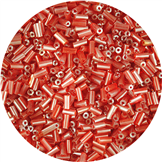 Koraliki rurki / szklane / czerwone / 5mm / 20g / 800szt
