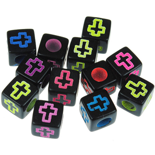 MIX Koraliki modułowe krzyżyk / akrylowe / multikolor / 6x6mm / 20szt-11561