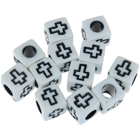 Koraliki modułowe krzyżyk / akrylowe / biały / 6x6mm / 20szt-11389