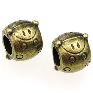 Koraliki modułowe przekładka biedronka / metalowa / brązowa / 10x8mm / 1szt-8813