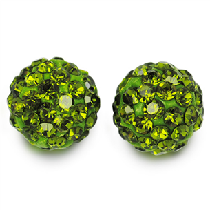 Koraliki shamballa olivine / zielone / 10mm / 1szt-2349