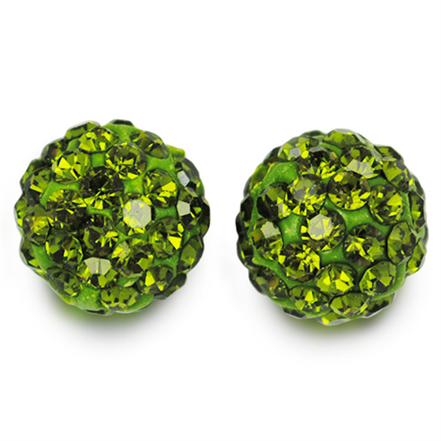 Koraliki shamballa olivine / zielone / 10mm / 1szt-2349