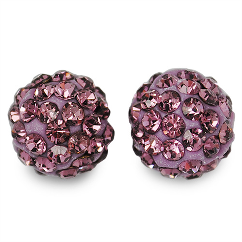 Koraliki shamballa light purple / fioletowe / 10mm / 10szt-9522