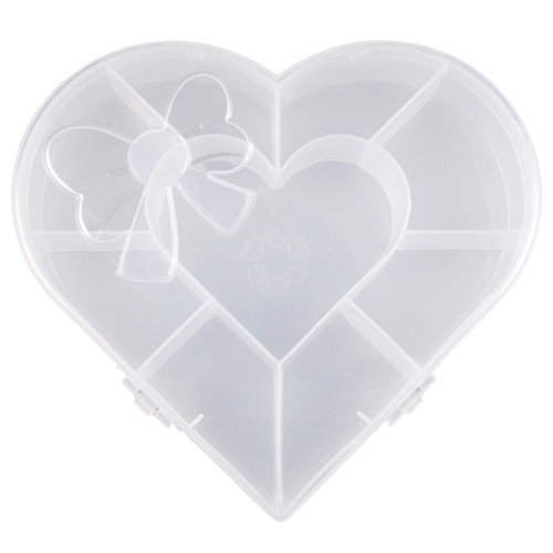 Organizer serce / przezroczysty / 9 przegródek / 16x13x3cm / 1szt-7666