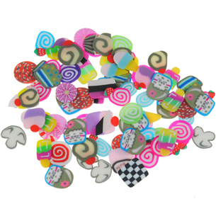 MIX ozdoby do paznokci fimo ciasteczka / modelina / multikolor / 4-6mm / 50szt-11555