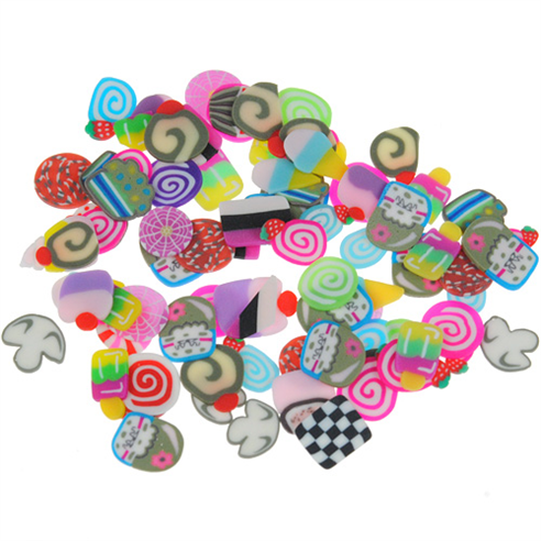 MIX ozdoby do paznokci fimo ciasteczka / modelina / multikolor / 4-6mm / 50szt-11555