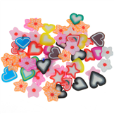 MIX ozdoby do paznokci fimo serca kwiatki / modelina / multikolor / 5-7mm / 50szt