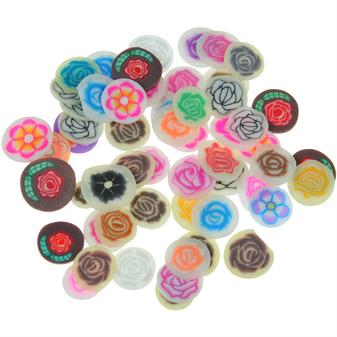 MIX ozdoby do paznokci fimo kwiatki / modelina / multikolor / 4-5mm / 50szt-11584