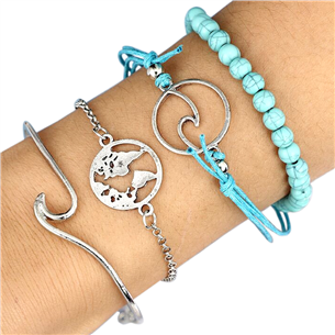 Komplet bransoletek z koralikami łańcuszkowa celebrytka / 1kpl-10522