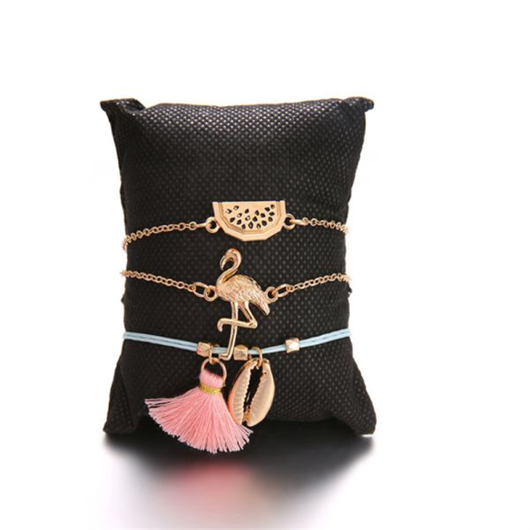 Komplet bransoletek łańcuszkowa złota flaming celebrytka / 1kpl-10594