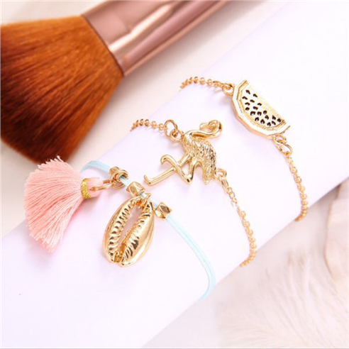 Komplet bransoletek łańcuszkowa złota flaming celebrytka / 1kpl-10595