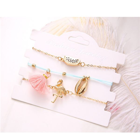 Komplet bransoletek łańcuszkowa złota flaming celebrytka / 1kpl-10596