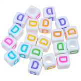 Koraliki modułowe literki alfabet litera D / akrylowe / mix / 6x6mm / 20szt