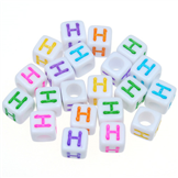 Koraliki modułowe literki alfabet litera H / akrylowe / mix / 6x6mm / 20szt