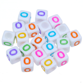 Koraliki modułowe literki alfabet litera O / akrylowe / mix / 6x6mm / 20szt