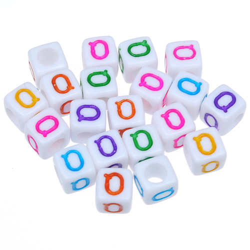 Koraliki modułowe literki alfabet litera Q / akrylowe / mix / 6x6mm / 20szt-6621