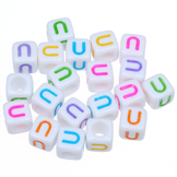 Koraliki modułowe literki alfabet litera U / akrylowe / mix / 6x6mm / 20szt