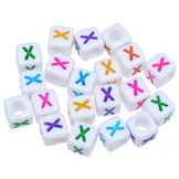 Koraliki modułowe literki alfabet litera X / akrylowe / mix / 6x6mm / 20szt