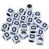 Koraliki litera D modułowe / akrylowe / biały / 6x6mm / 100szt