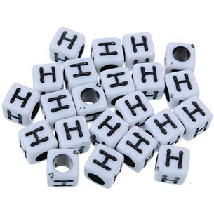 Koraliki litera H modułowe / akrylowe / biały / 6x6mm / 100szt-10172