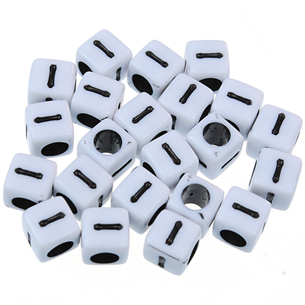 Koraliki litera I modułowe / akrylowe / biały / 6x6mm / 100szt-10171