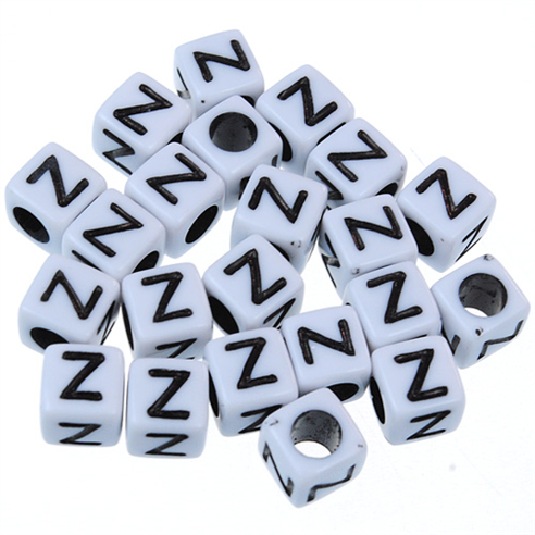 Koraliki litera Z modułowe / akrylowe / biały / 6x6mm / 100szt-10154