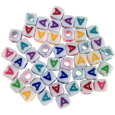 Koraliki litera A 100szt / akrylowe / multikolor / 5x5mm / 100szt