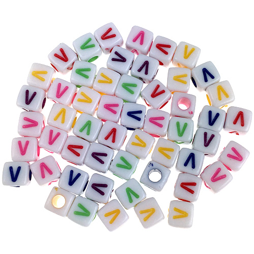 Koraliki litera V 100szt / akrylowe / multikolor / 5x5mm / 100szt-11692