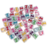 Koraliki litera Z 100szt / akrylowe / multikolor / 5x5mm / 100szt