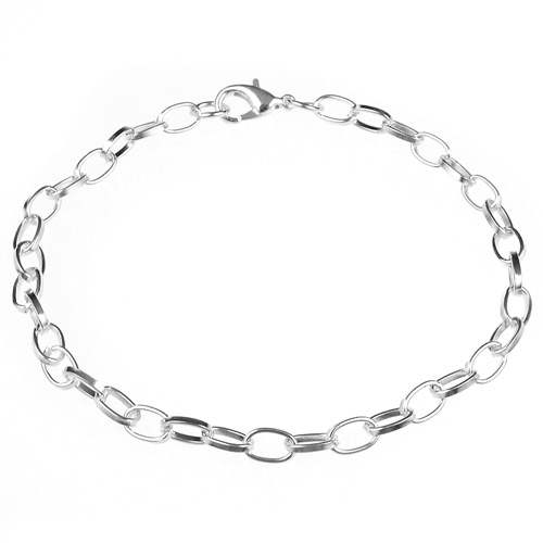 Baza bransoletki charms / bransoletka metalowa / srebrna / 20.5cm / 1szt-6642