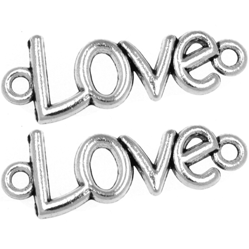 Łącznik do bransoletek LOVE / metalowy / antyczny srebrny / 13x35.5x3mm / 1szt-7165