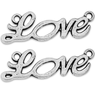 Łącznik do bransoletek LOVE / metalowy / antyczny srebrny / 32mm / 3szt-3977