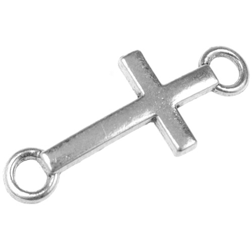 Łącznik krzyż krzyżyk / stop metalu / srebrny / 20x8mm / 6szt-11537