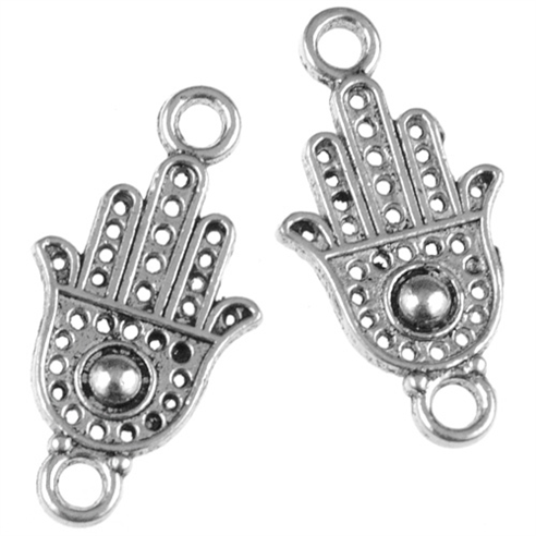 Łącznik ręka Fatimy Miriam / stop metalu / srebrny / 20x10mm / 4szt-11540