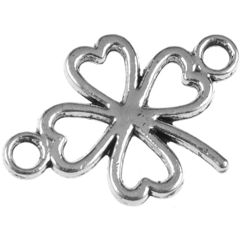 Łącznik koniczynka / stop metalu / srebrny / 15x12mm / 6szt-11542