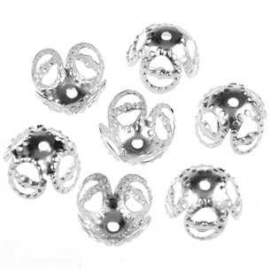 Nakładki ozdobne kwiatek / stop metalu / srebrny / 8x4mm / 30szt-11394