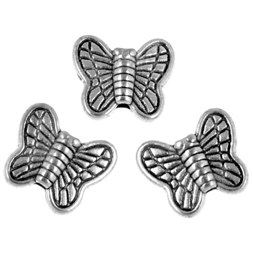 Przekładka motylek motyl / metalowa / antyczna srebrna / 10x8x3mm / 3szt-6758