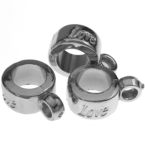 Przekładka love z uszkiem ozdobna / akrylowe / srebrny / 14x5.5x10mm / 10szt-12086